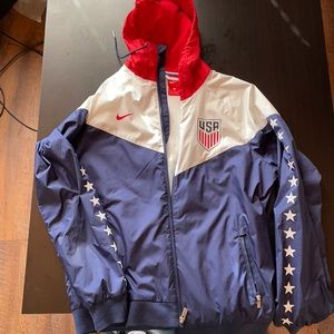 Rare Nike USA Windrunner Jacket Windbreaker Soccer Red White Blue Stars